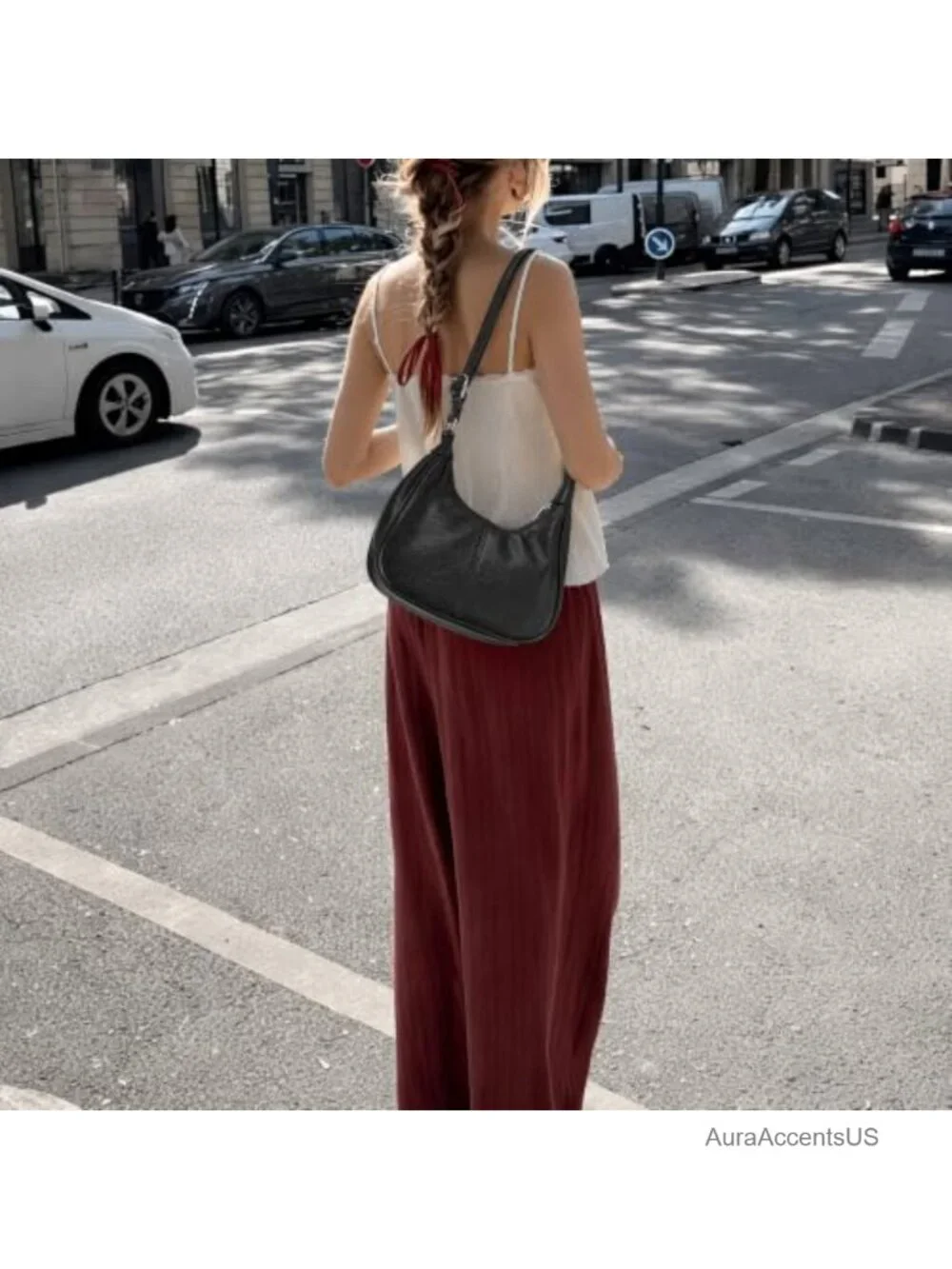 Crescent Hobo Crossbody Bag Faux Leather Shoulder Purse Adjustable Strap